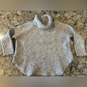 Free People Dylan Tweedy Wool Blend Sweater Turtle Neck Oatmeal Speckle Size M